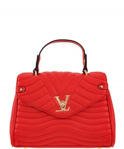 V Accent Crossbody Bag with Handle C-6618 RED